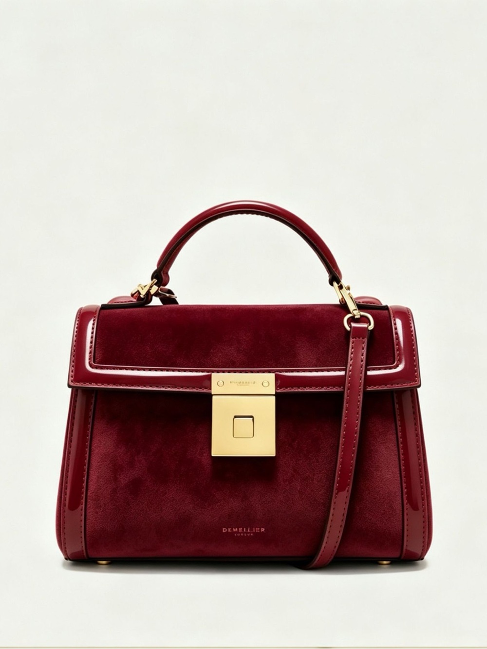 DeMellier Red Leather Top-Handle Satchel with Gold Hardware